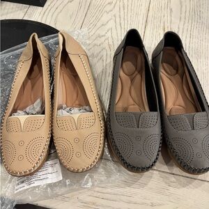 Stylish Women's Loafers in Tan and Gray